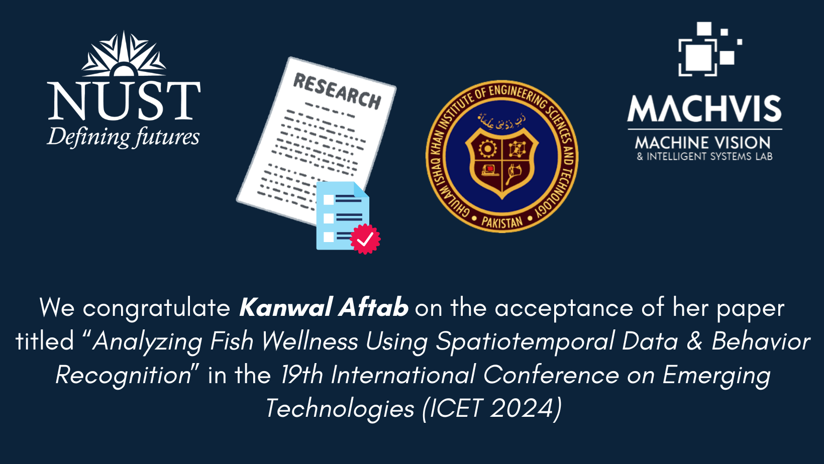 Kanwal Aftab’s Research Published in ICET 2024